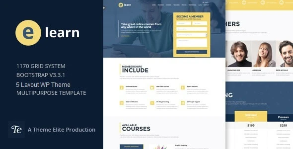 e-Learn – Onepage Bootstrap Education WordPress Theme